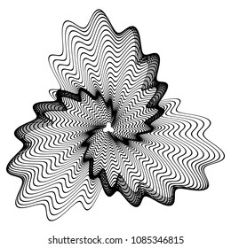 Abstract randomly generated circular stripes. Generative art.