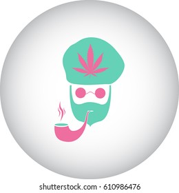 Abstract Rastaman man's face symbol simple flat icon on background
