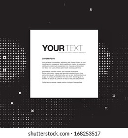 Abstract raster dots pattern design background with white text box  Eps 10 vector illustration  