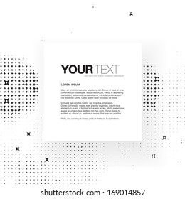 Abstract raster dots pattern design background with white text box  Eps 10 vector illustration  