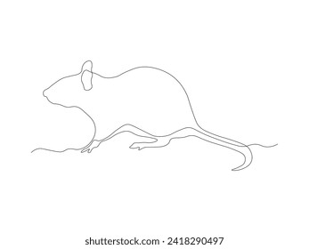 Rata abstracta, ratón, dibujo de una línea de dibujo manual continuo