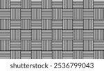 Abstract rattan weaving lines pattern. Grid geometric black and white background.