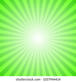 Abstract ray burst background - green motion vector graphic design from striped rays