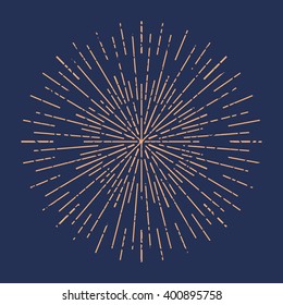 Abstract ray of the sun decoration element. Vector illustration for vintage design. Retro summer sun background. Burst frame and border. Hipster style. Line beam shape template. Hipster art stamp.