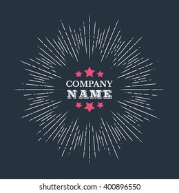 Abstract ray of the sun decoration element. Vector illustration for vintage design. Retro summer sun background. Burst frame and border. Hipster style. Line beam shape template. Hipster art stamp.