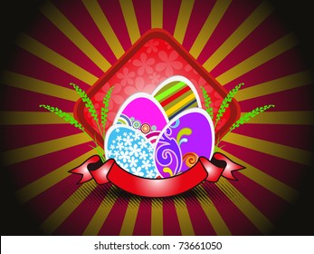 abstract rays background with beautiful easter concept, vector illustration