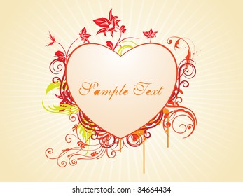 abstract rays background with decorated love