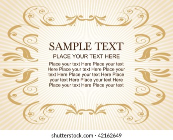 abstract rays background with floral pattern frame illustration