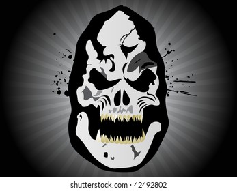 abstract rays background with grungy halloween mask