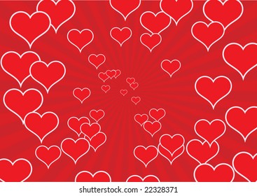 Abstract rays background. Red palette. Vector illustration.