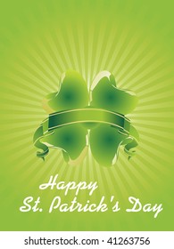 abstract rays background with ribbon, clover illustration