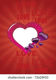 abstract rays background with romantic heart, vector illustration