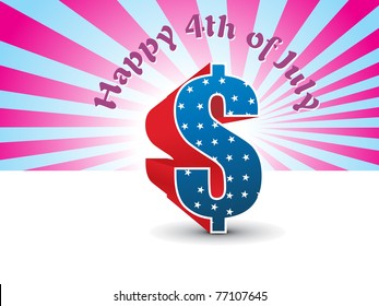 abstract rays background with us dollar symbol, illustration