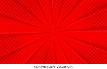 abstract rays comic background on red