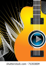 abstract rays, curve wave background with isolated guitar