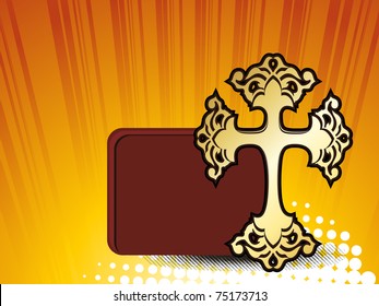 raios abstratos, fundo pontilhado com faixa e cruz isolada