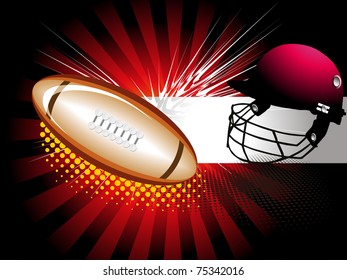 raios abstratos, fundo pontilhado com bola de rúgbi isolada, capacete