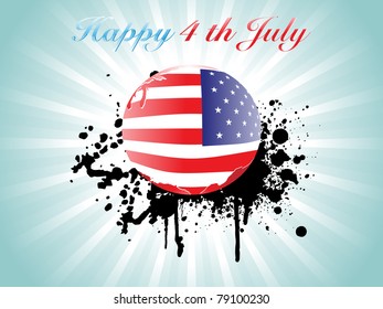 abstract rays, grungy background with isolated ball in us flag design