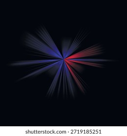 Raios de luz abstratos. Projetores azuis e vermelhos
