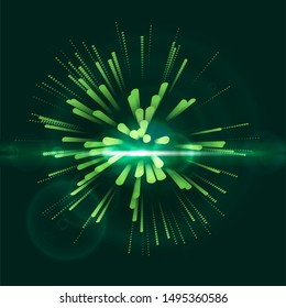 Abstract rays light on black background. Graphic concept for your design.