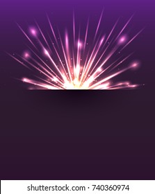 Abstract rays of light from point with place for  text. Light explosion. Sun rays. Vector element for your design