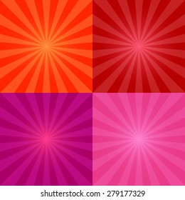 Abstract  rays retro backgrounds set. Vector illustration.