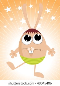 abstract rays, star background with cute funny egg