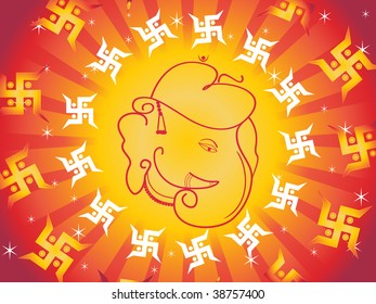 abstrakte Rochen, Swastika-Hintergrund mit Ganpati-Gesicht