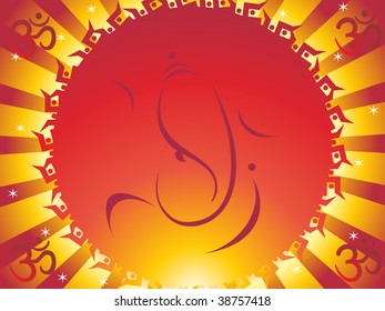 abstract rays, swastika background with ganpati