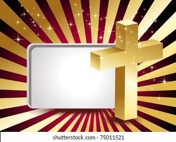 raios abstratos, fundo de estrela cintilante com cruz dourada isolada, banner