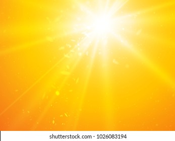 abstract rays yellow vector background with light dots 