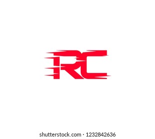 Abstract RC Letter Fast Speed Sharp Style Red Color Logotype