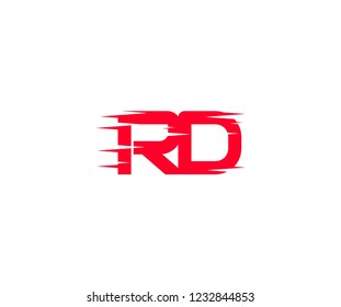 Abstract RD Letter Fast Speed Sharp Style Red Color Logotype