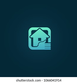 Abstract real estate agent logo icon vector design. Rent, sale of real estate vector logo, House cleaning, home security. Vector man and house logo concept. 