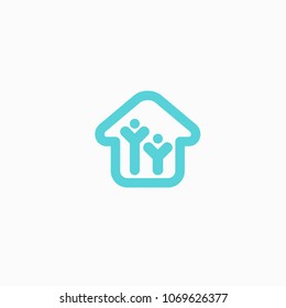 Abstract real estate agent logo icon vector design. Rent, sale of real estate vector logo, House cleaning, home security. Vector man and house logo concept. 