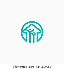 Abstract real estate agent logo icon vector design. Rent, sale of real estate vector logo, House cleaning, home security. Vector man and house logo concept.