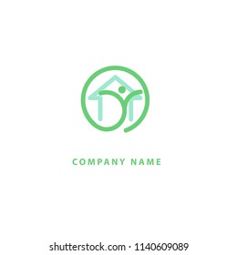 Abstract real estate agent logo icon vector design. Rent, sale of real estate vector logo, House cleaning, home security. Vector man and house logo concept.