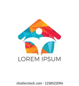 Abstract real estate agent logo design. Rent, sale of real estate vector logo, House cleaning, home security. 