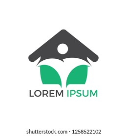Abstract real estate agent logo design. Rent, sale of real estate vector logo, House cleaning, home security. 