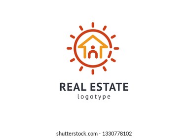 Abstract real estate agent logo icon vector design. Rent, sale of real estate vector logo, House cleaning, home security. Vector man and house logo concept.