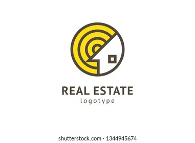 Abstract real estate agent logo icon vector design. Rent, sale of real estate vector logo, House cleaning, home security, real estate auction. Vector building logo concept.