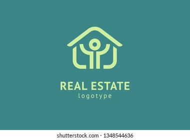 Abstract real estate agent logo icon vector design. Rent, sale of real estate vector logo, House cleaning, home security, real estate auction. Vector building logo concept.