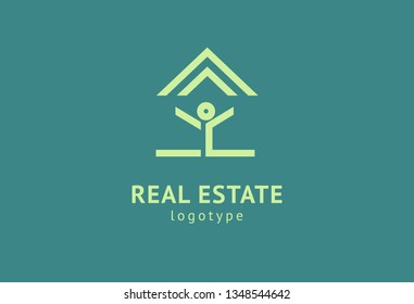 Abstract real estate agent logo icon vector design. Rent, sale of real estate vector logo, House cleaning, home security, real estate auction. Vector building logo concept.