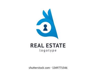 Abstract real estate agent logo icon vector design. Rent, sale of real estate vector logo, House cleaning, home security, real estate auction. Vector building logo concept.