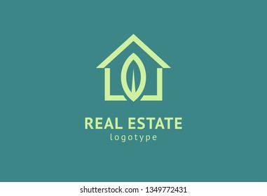 Abstract Real Estate Agent Logo Icon Vector Design. Rent, Sale Of Real Estate Vector Logo, House Cleaning, Home Security, Real Estate Auction, Grass Cutting. Vector Building Logo Concept.