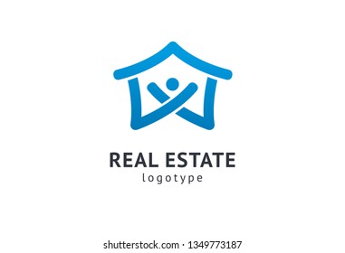 Abstract real estate agent logo icon vector design. Rent, sale of real estate vector logo, House cleaning, home security, real estate auction. Vector building logo concept.