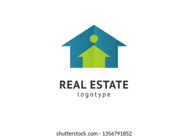 Abstract real estate agent logo icon vector design. Rent, sale of real estate vector logo, House cleaning, home security, real estate auction. Vector building logo concept.