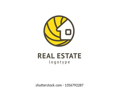 Abstract real estate agent logo icon vector design. Rent, sale of real estate vector logo, House cleaning, home security, real estate auction. Vector building logo concept.