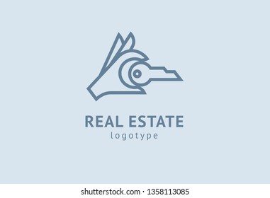Abstract real estate agent logo icon vector design. Rent, sale of real estate vector logo, House cleaning, home security, real estate auction. Vector building logo concept.