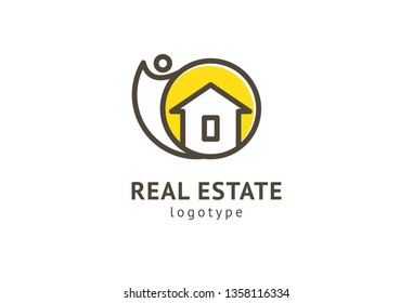 Abstract real estate agent logo icon vector design. Rent, sale of real estate vector logo, House cleaning, home security, real estate auction. Vector building logo concept.
